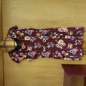 Floral Short Sleeve Crochet Back Dress